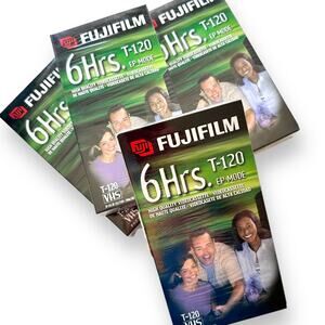 x4 NEW FUJIFILM T-120 EP MODE 6 Hour VCR VHS Blank Video Cassette Tapes
